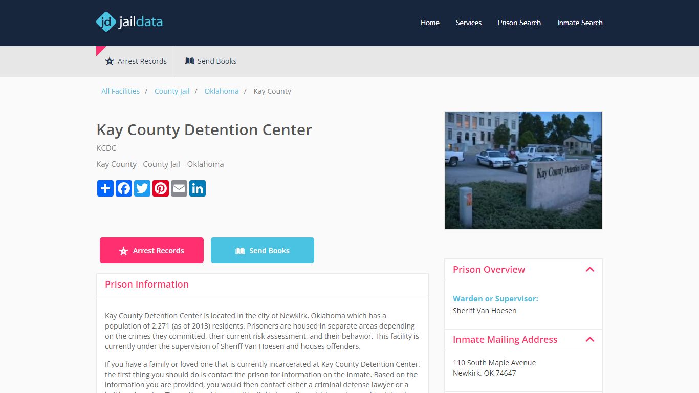 Kay County Detention Center Inmate Search and Prisoner Info - Newkirk, OK